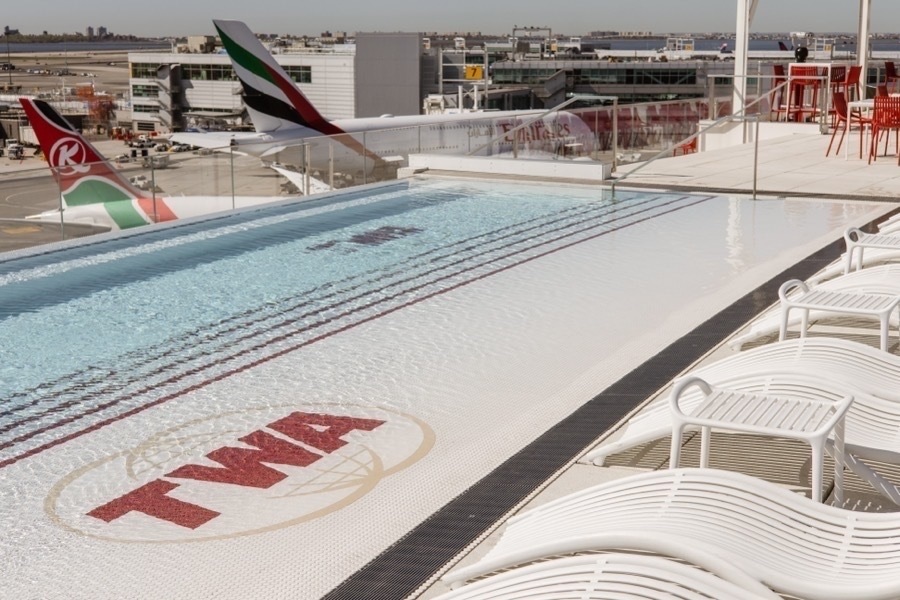 Rooftop pool at the TWA Hotel at JFK Airport