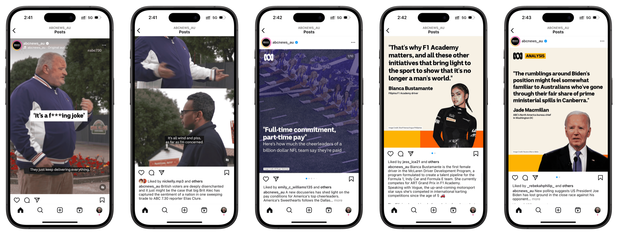 Screenshots from the ABC News Instagram Account from July 2024